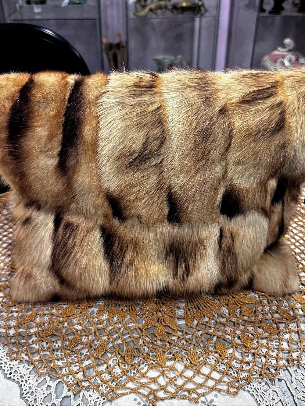 Faux Fur Animal Print Clutch